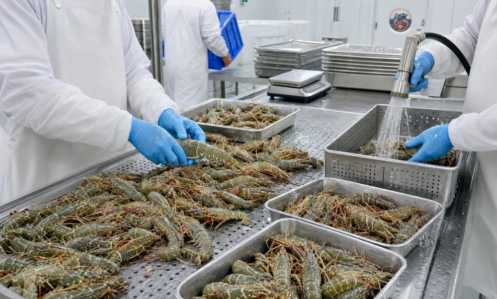 Shrimp processing and grading line